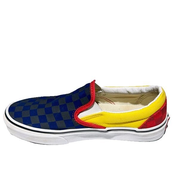 VANS Classic Slip On OTW Rally Shoes Checkerboard Blue Red Yellow Women 6.5 - Picture 4 of 7